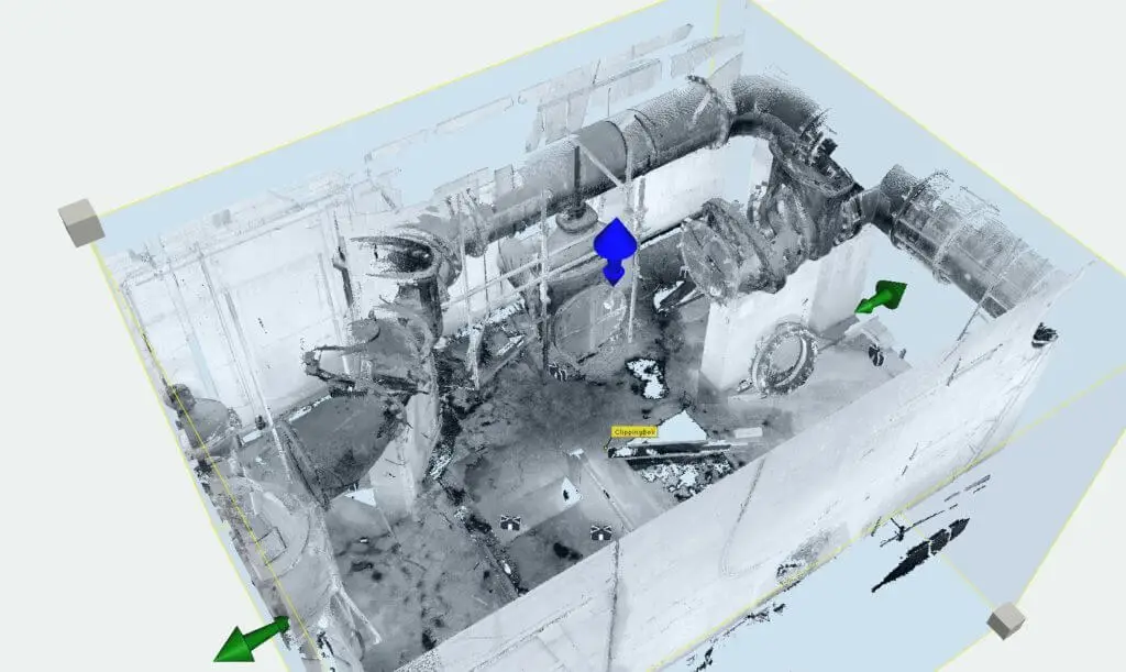 Pump and pipework design with pointcloud created by PointSCAN 3D laser surveys