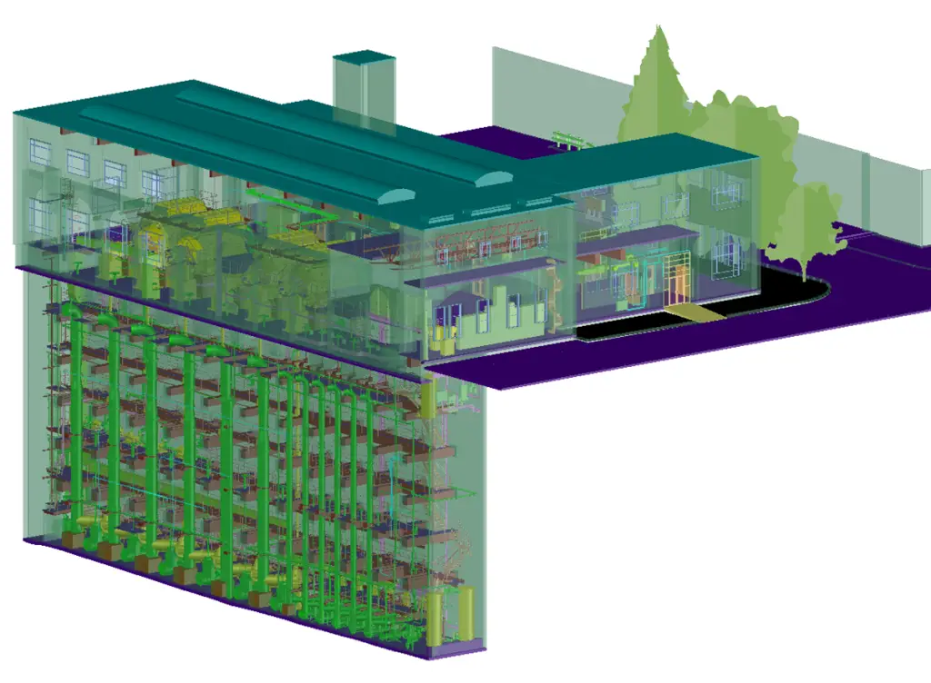 Processed point cloud model from a confined space 3D laser survey