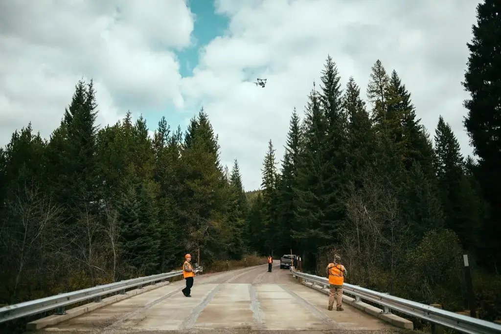 Using drones for data collection on a road