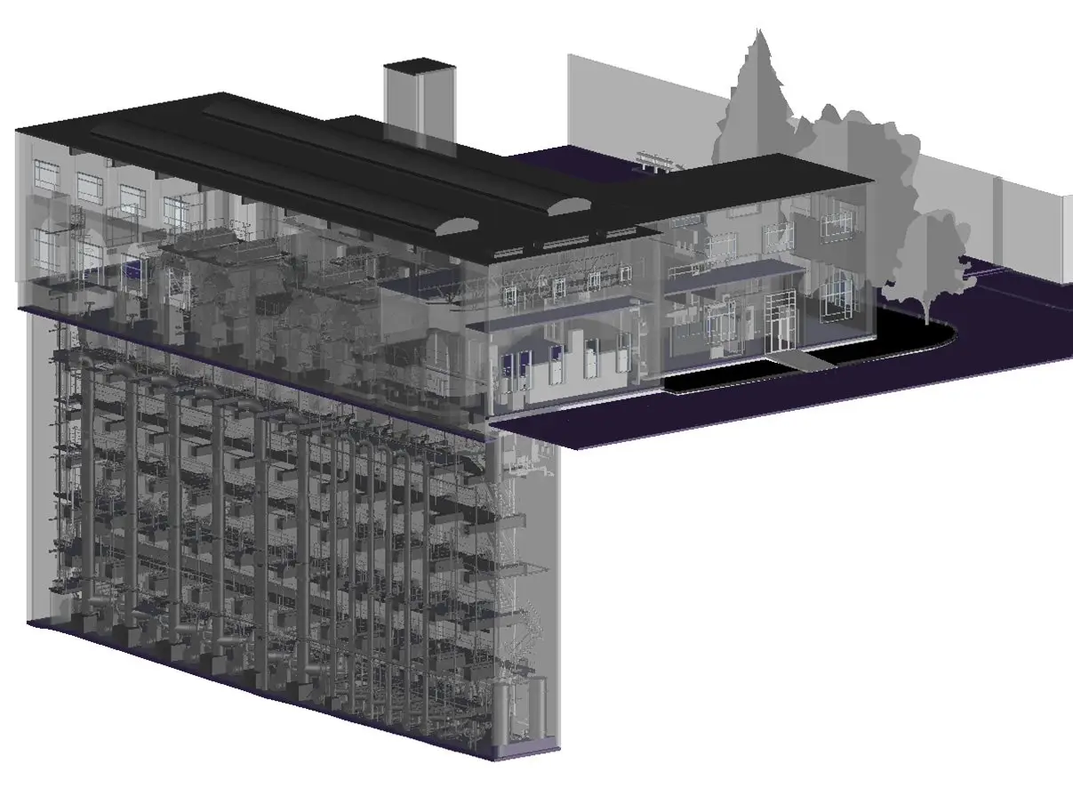Processed point cloud model from a confined space modelling with 3D laser survey