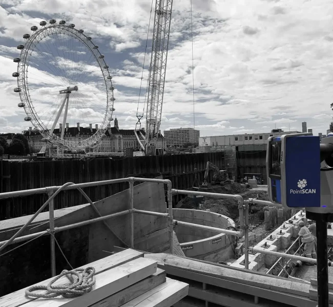 PointSCAN Faro laser scanner with London eye in background